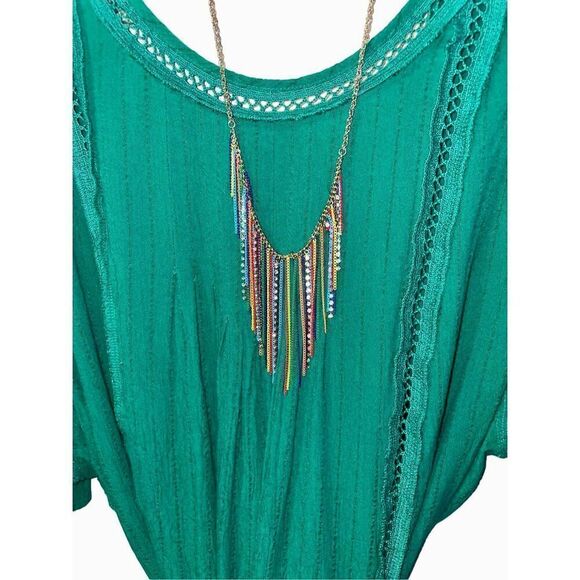 Vintage Multi Colored Chain Fringe and CZ Boho Necklace… Rare! - Picture 8 of 11